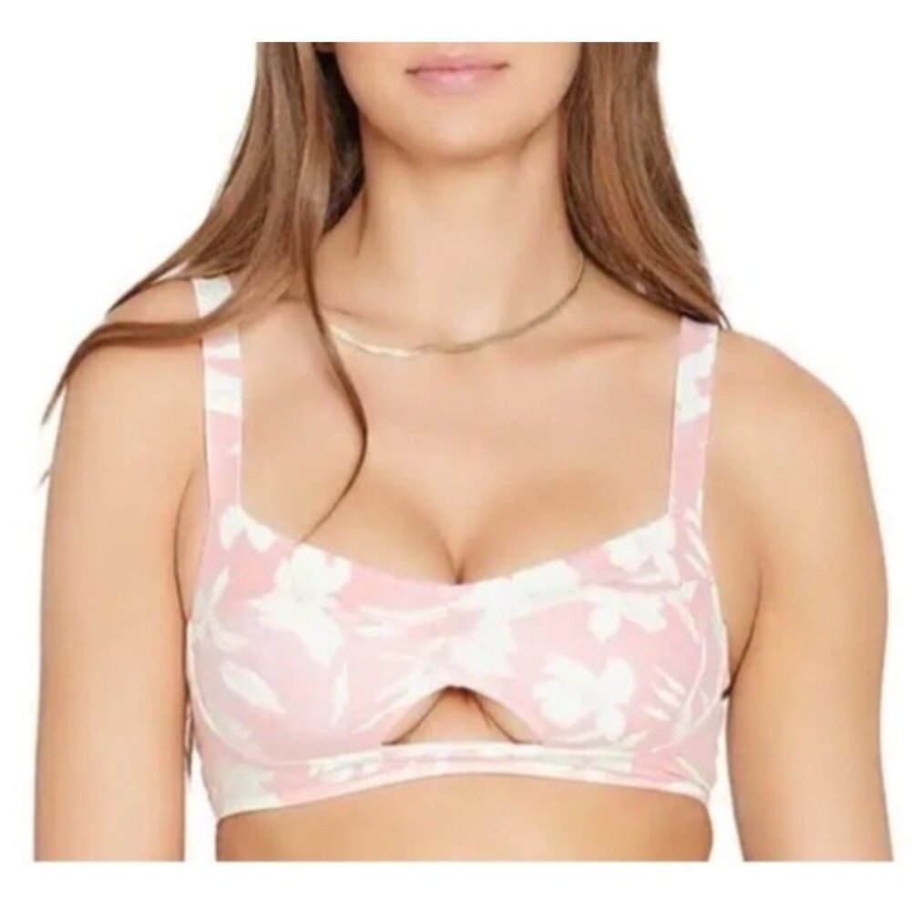 L Space Flora Paradise Large Bloom Bikini Top NWT $125 Pink White Swim Top